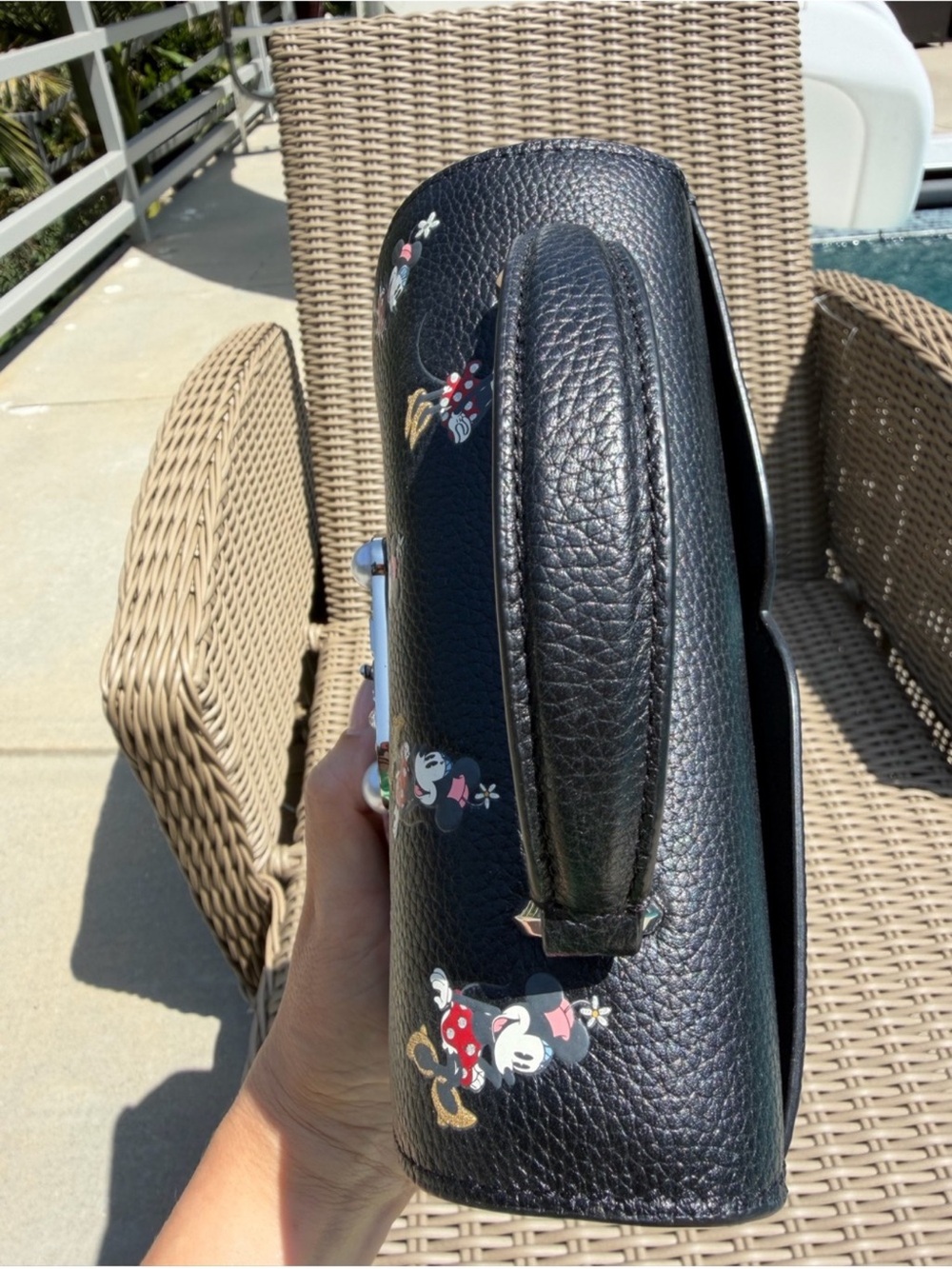 kate spade x Disney Black Minnie Mouse Pearl-Embellished Top-Handle Mini Bag - Picture 3 of 13